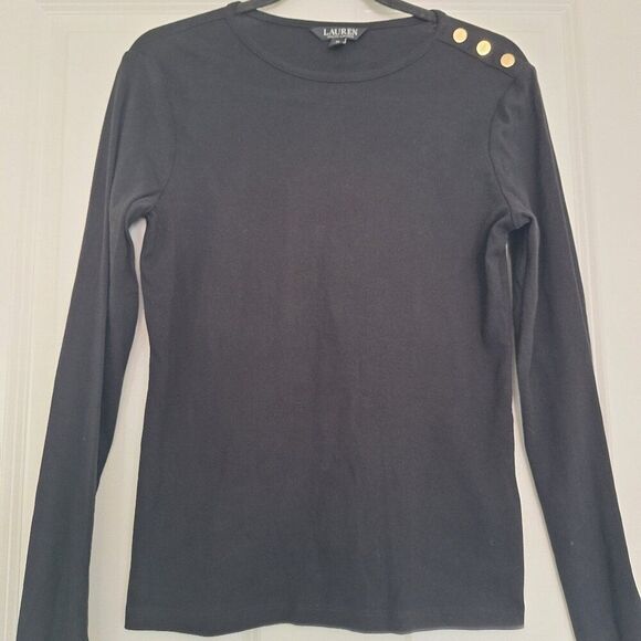 Lauren Ralph Lauren  Black long sleeve top size M - Picture 1 of 6